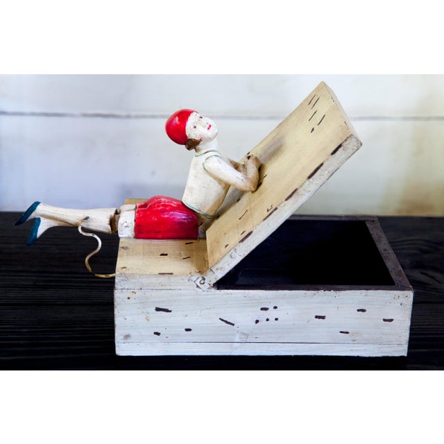 1920s Vintage Flapper Figurine Wood Box For Sale - Image 4 of 11