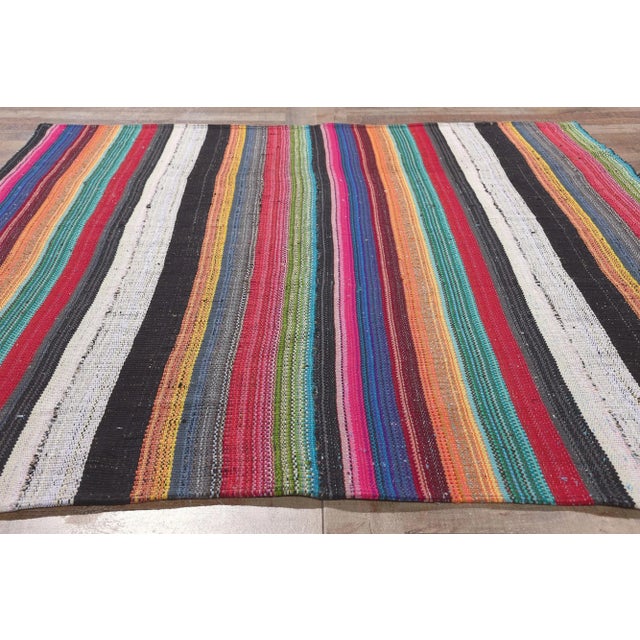 Red Late 20th Century Vintage Rainbow Stripe Kilim Rug, 05'08 X 07'01 For Sale - Image 8 of 10