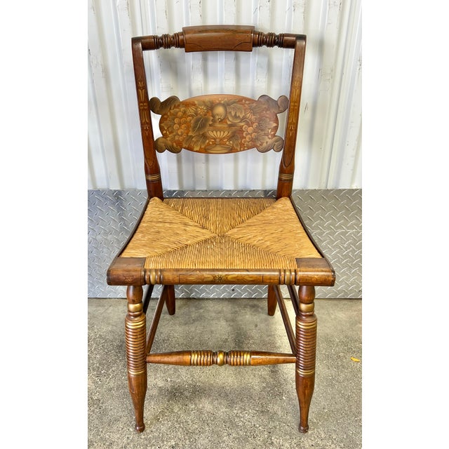 Brown Signed and Decorated Hitchcock Dining Chairs - Set of 6 For Sale - Image 8 of 12