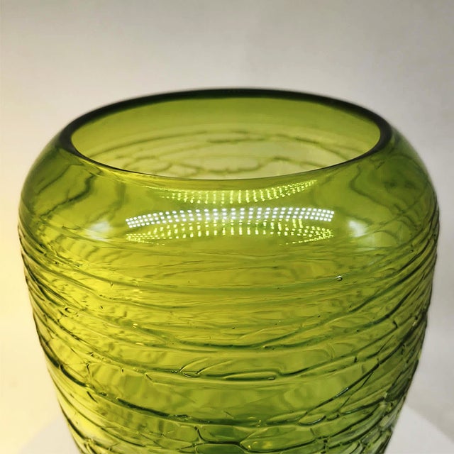 Handmade Green Murano Glass Vase, Italy, 1970s For Sale - Image 9 of 11