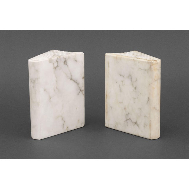 Modern White Marble Book Form Bookends, Pair For Sale In New York - Image 6 of 8