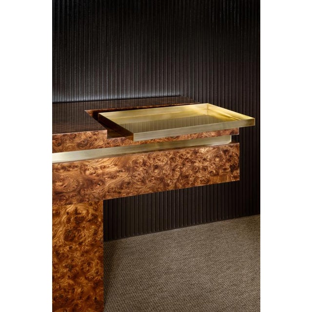 Black Okumé Plywood Isola Console Table by Dainelli Studio Atelier For Sale - Image 8 of 9