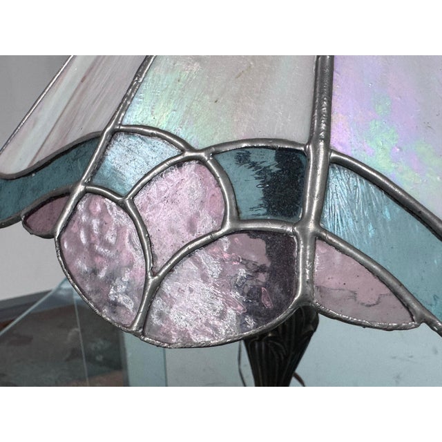 Tiffany Style Stained Glass + Iridescent Table Lamp For Sale In San Francisco - Image 6 of 12