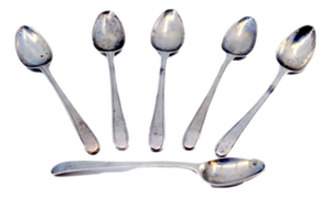 Silver Coffee Spoons with Handle Grooves, Set of 6