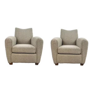 Modern Latte Faux Shearling Teddy Club Chairs Pair