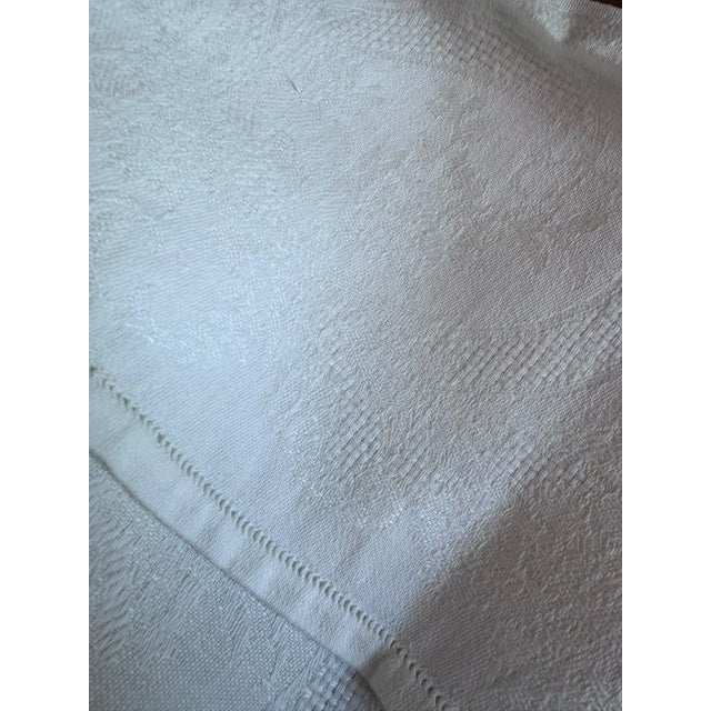 1920s Antique French Damask Linen Dinner Napkins Jb Monogram Hand Embroidered Hemstitch - Set of 7 For Sale - Image 5 of 17