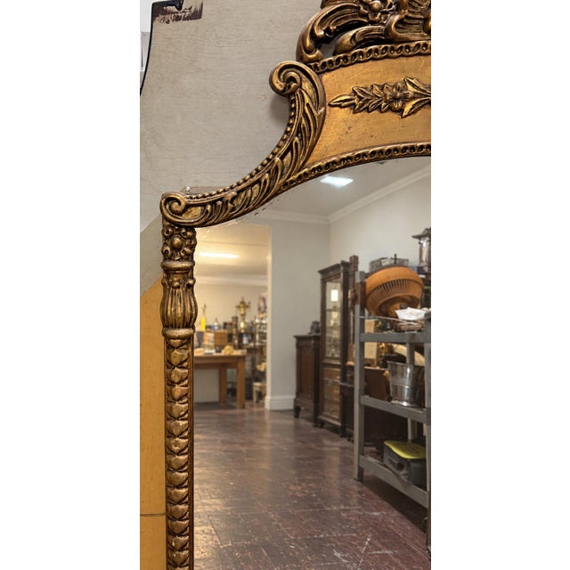 Rococo Mid-Century Italian Rococo Style Carved Giltwood & Composite Shell Wall Mirrors - Pair For Sale - Image 3 of 8