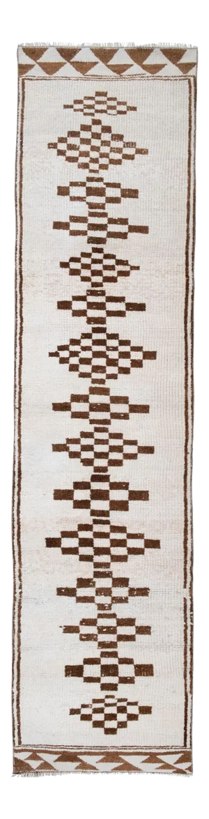 Hand-Knotted Kurdish Undyed Wool Runner Rug 2'9" X 11'1"