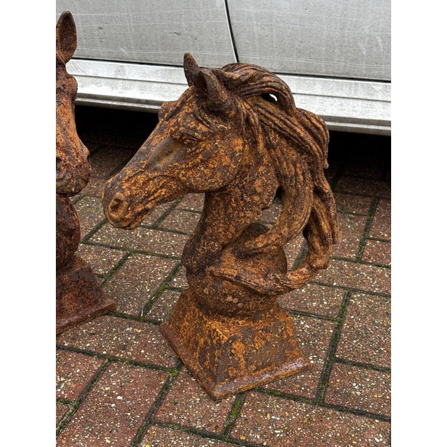 Large Cast Iron Horse Heads, Set of 2 For Sale - Image 3 of 5