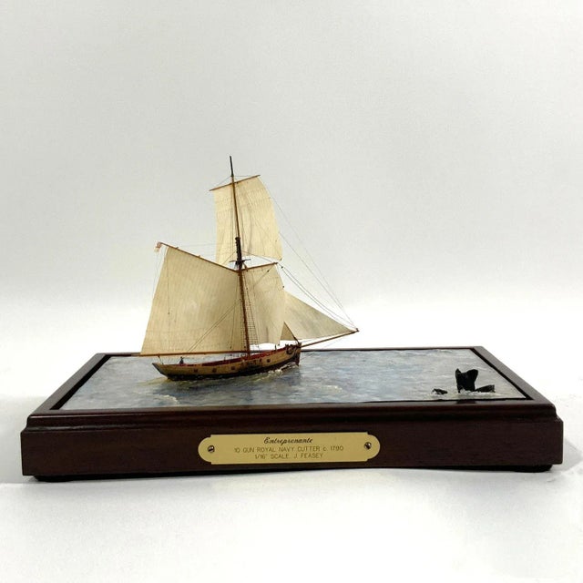Late 18th Century Diorama Showing Ten Gun Royal Navy Vessel "Entreprenante" For Sale - Image 5 of 12