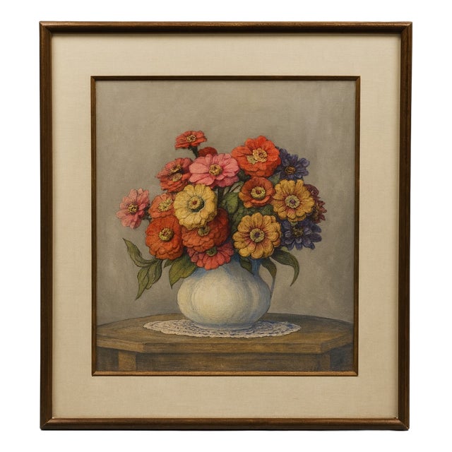 Louis-Germain Baligot, Watercolor with Flowers, 1920s, Watercolor & Paper For Sale