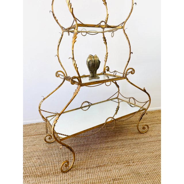 Vintage 1960s Italian Gold Gilt Curvy Tiered 2pc Etagere Shelf For Sale - Image 11 of 17