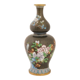Vintage Chinese Cloisonne Enamel Double Gourd Vase For Sale