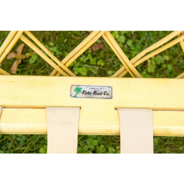 Yellow Vintage Ficks Reed Faux Bamboo Chinoiserie Style Sofa For Sale - Image 8 of 13