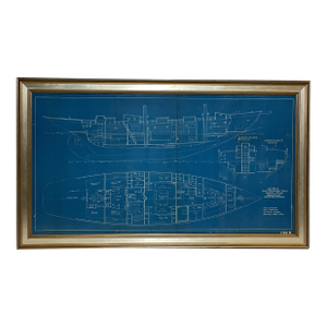 Yacht Blueprint Showing Cabin of Sixty Two Foot Schooner