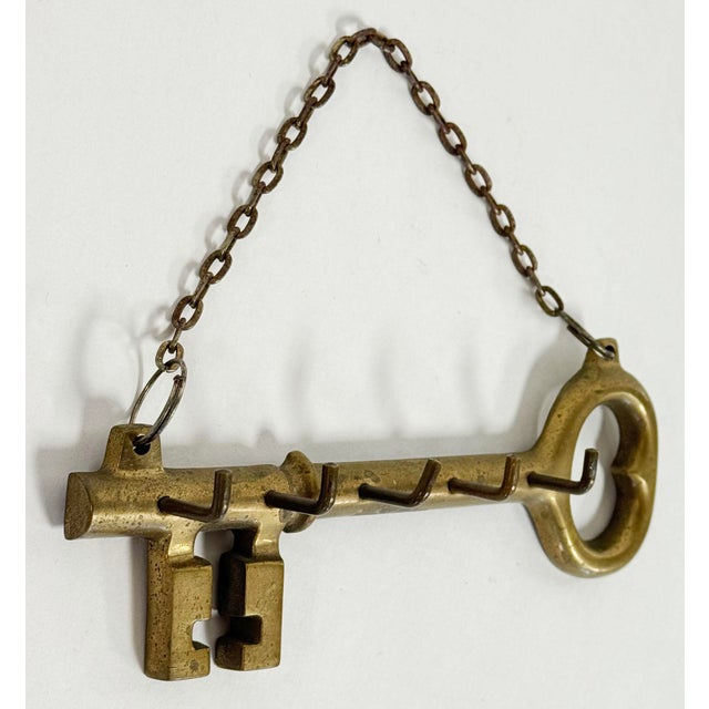 Vintage Brass Key Motif Wall Hook For Sale - Image 4 of 5