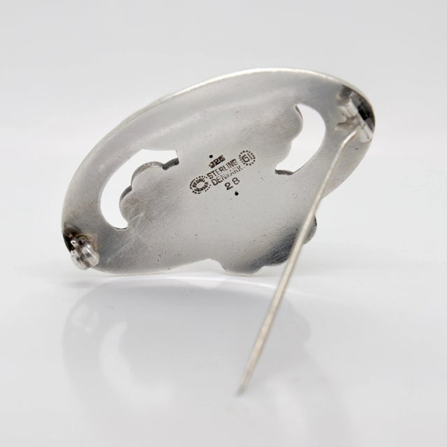 Vintage Early Georg Jensen Sterling Silver Flower Brooch No. 28, 1925-1930 For Sale - Image 11 of 12