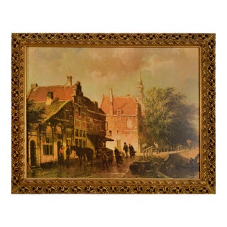 1990s Dutch Canal Scene - Litho Print on Board Reproduction For Sale