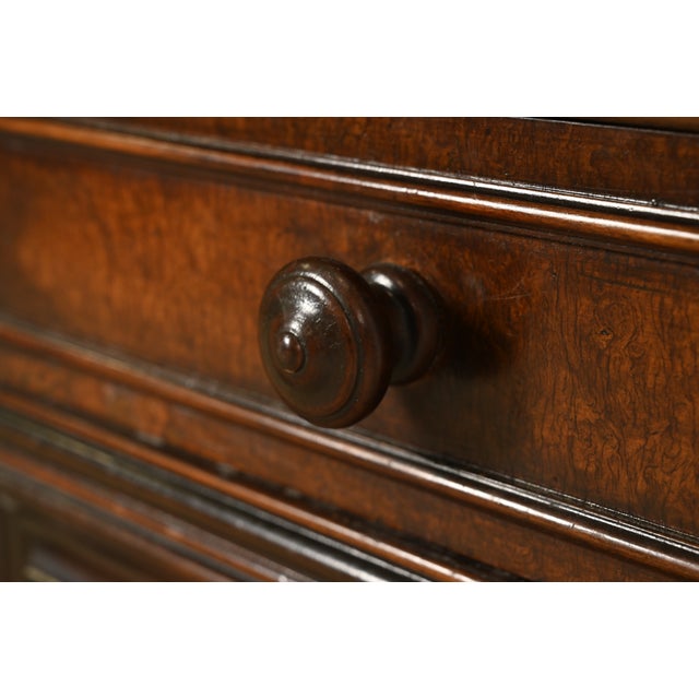Brown Berkey & Gay Antique English Jacobean Carved Walnut and Burl Wood Bar Cabinet or Server, Circa 1920s For Sale - Image 8 of 15