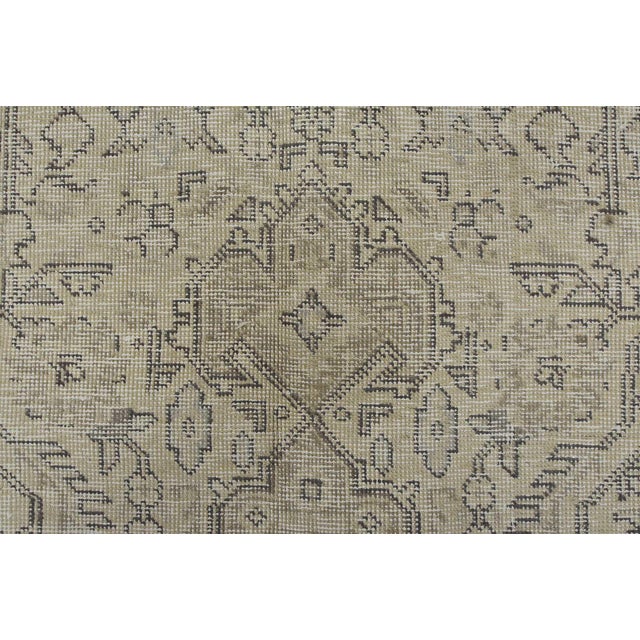 Tabriz Rug 6’6” X 9’3” Beige Wool Vintage Distressed Hand-Knotted Carpet For Sale - Image 9 of 15