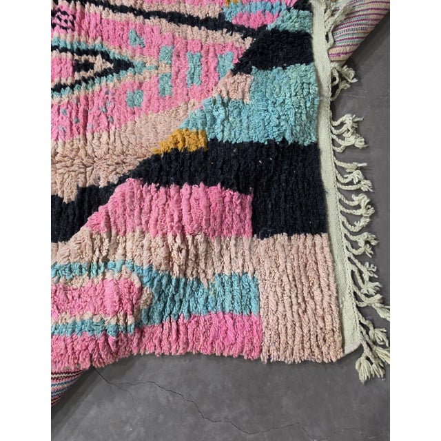 Hot Pink Bold Abstract Berber Wool Rug - 9.9 X 6.8 Ft For Sale - Image 8 of 8