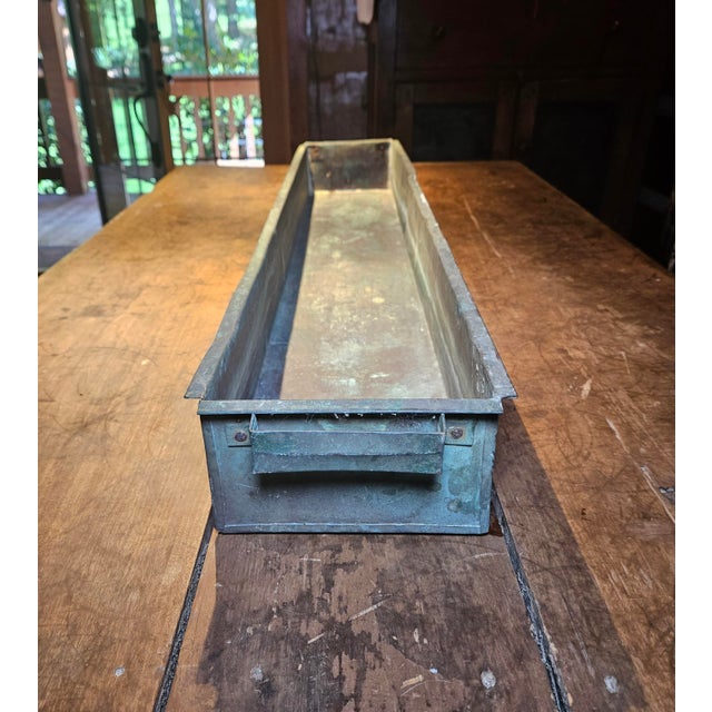 Metal 19th Century Hand-Fabricated Copper Processing Trough With Double Handles, 43" For Sale - Image 7 of 17