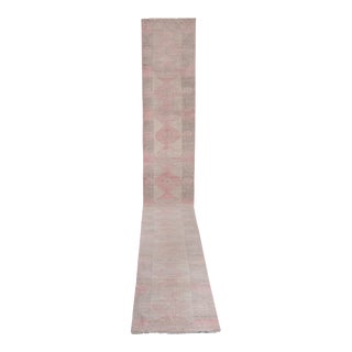 Vintage Extra Long Turkish Oushak Stair Rug Runner 2'11" X 21'12" For Sale