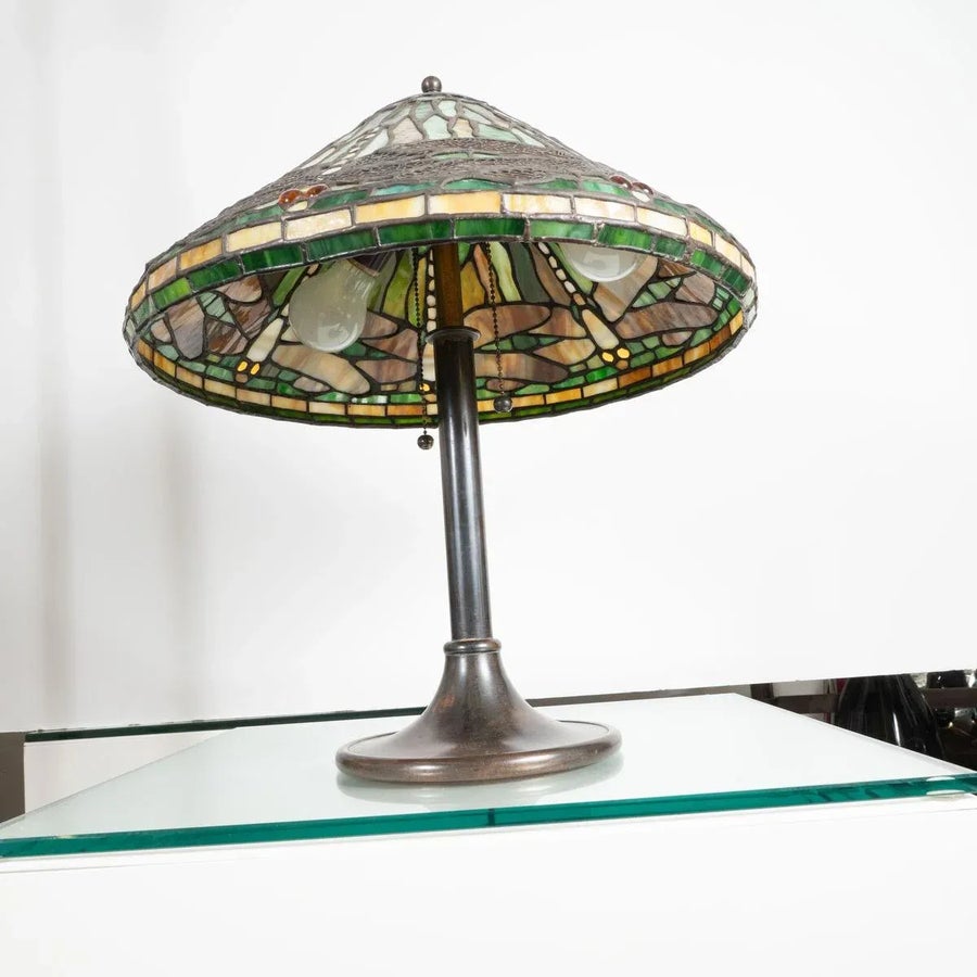 Vintage Dragonfly Motif Table Lamp in the Style of Lalique | Chairish