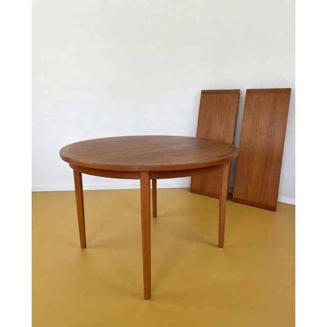 Vintage Danish Round Teak Table, 1950s For Sale - Image 4 of 4