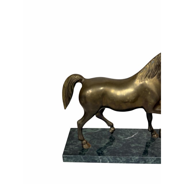 Mid 20th Century Vintage Mid Century Brass Prancing Horse on Marble Base For Sale - Image 5 of 6