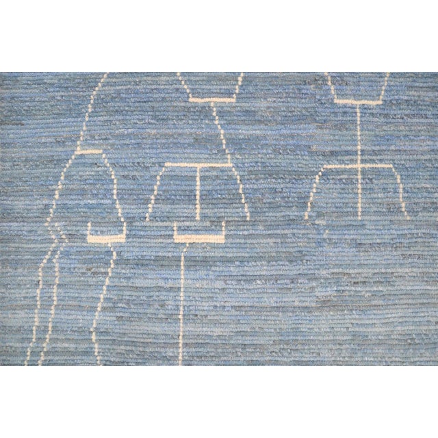 9 X 13 Modern Moroccan Style Hand-Knotted Wool Rug in Blue For Sale - Image 4 of 4