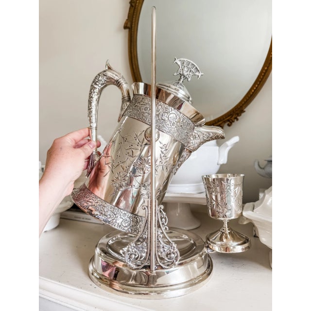 Rare Monumental Victorian c.b. Barker Quadruple Plate Water Set With Original Stand & Matching Goblet For Sale - Image 13 of 16