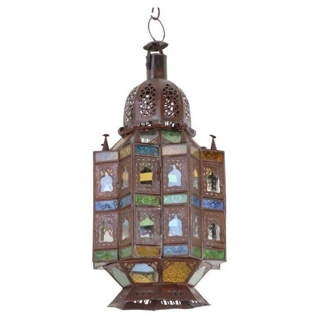 Late 20th Century Moroccan Moorish Hanging Glass Lantern For Sale - Image 13 of 13