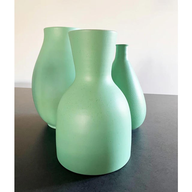 Aqua Green Vases from Italica Ars Firenza, 1950s, Set of 3 For Sale - Image 4 of 6