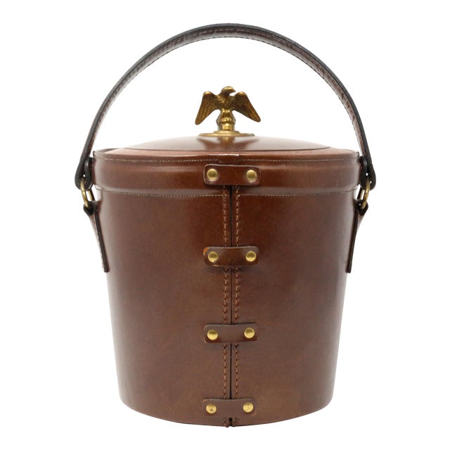 Vintage Leather Wrapped Federal Eagle Ice Bucket Chairish