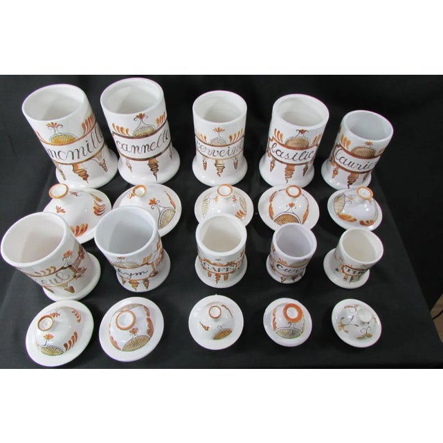 Ceramic Enamelled Pharmacy and Spice Pots, 1950s, Set of 10 For Sale - Image 7 of 13