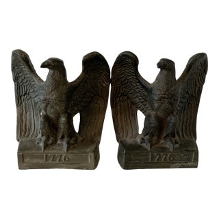 1980s Vintage Americana Eagle Motif Bookends- A Pair For Sale