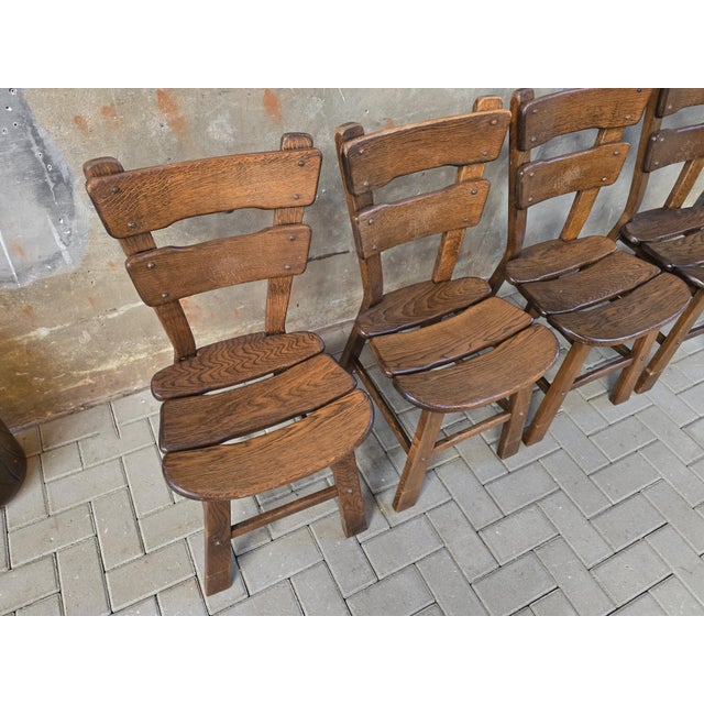 Brutalist Oak Dining Chairs, 1970s, Set of 4 For Sale - Image 9 of 18