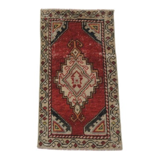 Vintage Mini Red Turkish Rug For Sale