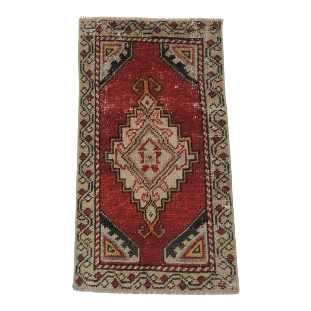 Vintage Mini Red Turkish Rug For Sale