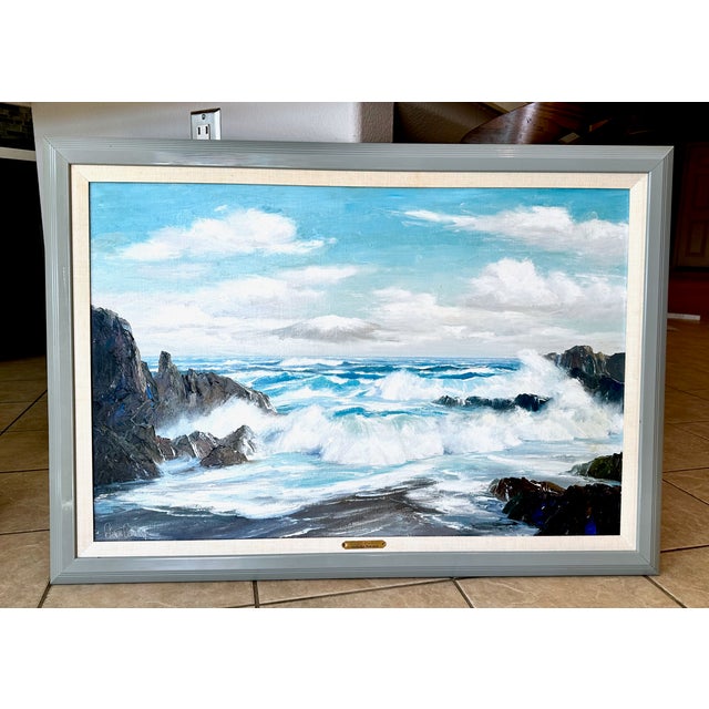 This exceptional, large-scale 1950s mid-century oil painting by renowned American marine artist Bennett Bradbury captures...