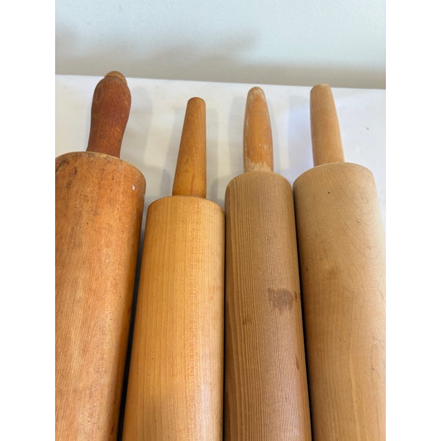 Set of 4 Vintage Wooden Rolling Pins Farmhouse Kitchen Decor For Sale In Oklahoma City - Image 6 of 8