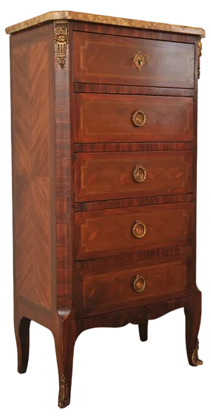 19th Century French Louis XVI Kingwood Marble Top Chest of Drawers
