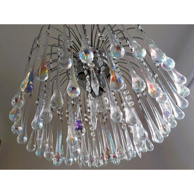 Vintage Waterfall Lamp with Iridescent Glass Drops Crystals, 1960s For Sale - Image 15 of 15