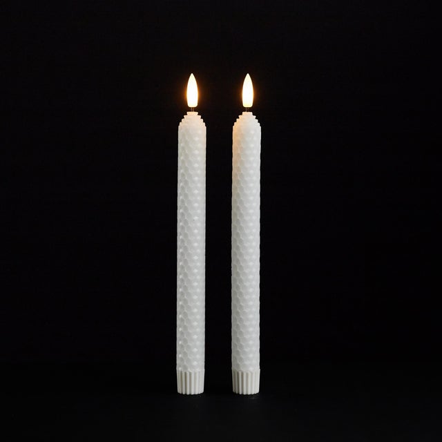 Kenneth Ludwig Chicago FIA WickWhite Textured Taper Candle (Set of 2) For Sale - Image 4 of 4