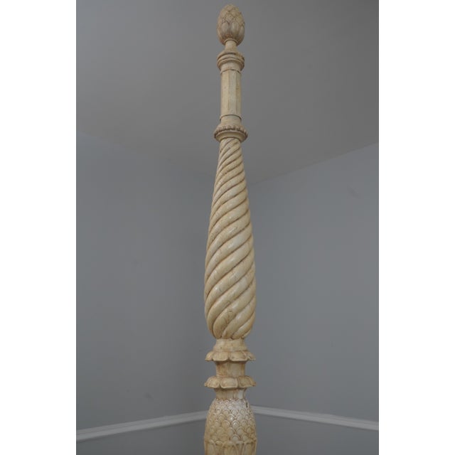Spiral Twist King Size Painted 4 Post Bed For Sale - Image 4 of 18
