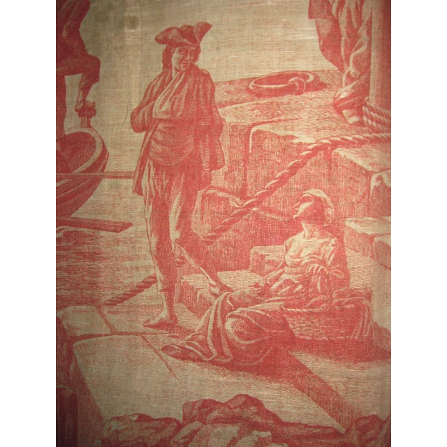 French Toile Wall Hanging Tapestry Harbor Scene 18 Century For Sale - Image 11 of 16