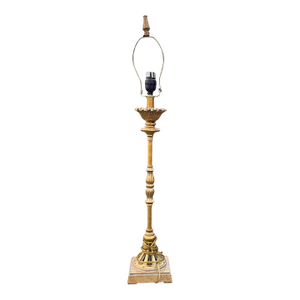 Vintage Neoclassical Giltwood Table Lamp, With Sculptural Square Base