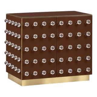 Chocolate Murano Glass 90-Sphere Cabinet on Brass Plinth from Justfurnituress SRL For Sale