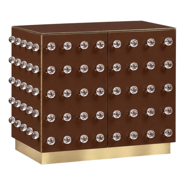 Chocolate Murano Glass 90-Sphere Cabinet on Brass Plinth from Justfurnituress SRL For Sale